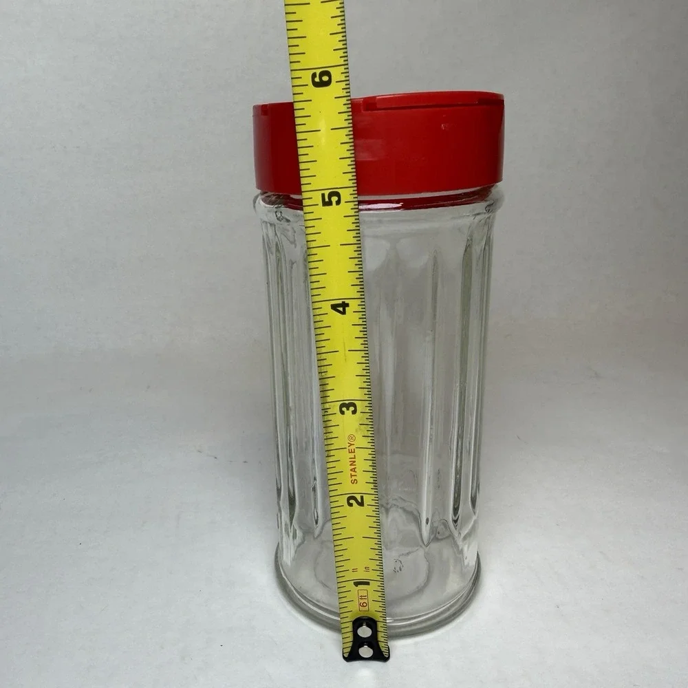 Vintage NutraSweet Brand Sweetener Ribbed Glass Jar w/Plastic Shaker Lid